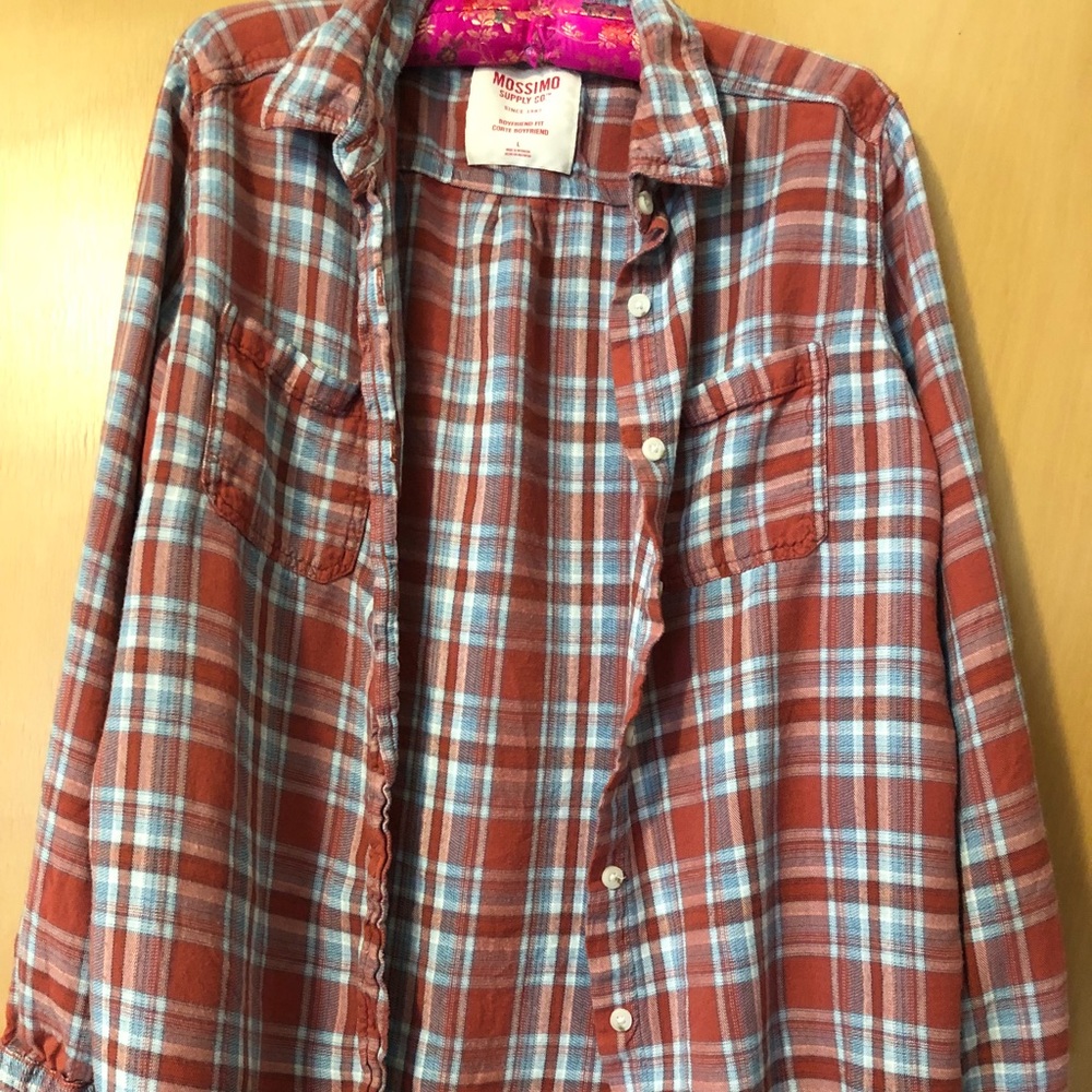 Red, blue, and white flannel
